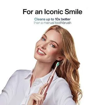 Aquasonic Icon ADA-Accepted Rechargeable Toothbrush | Magnetic Holder & Slim Travel Case | 2 Brushing Modes & Smart Timers | Gentle Micro-Vibrations (Blush)