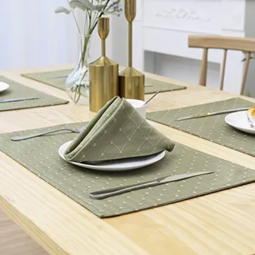 Sage Geometric Diamond Cloth Napkin Set for Dining