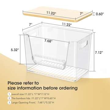 Delamu 2 Set Pantry organizers and Storage, kitchen organizers and storage with Bamboo Top, Stackable Kitchen Pantry bin for Onion,Potato,Fruits,Produce,Vegetable