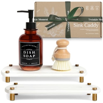 TWINKLE MOMENT 2PCS Instant Dry Sink Caddy Organizer, Fast Drying Sponge and Soap Dispenser Holder f...