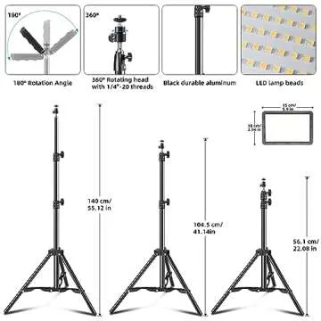 LED Video Light Kit with Adjustable Tripods for Photography