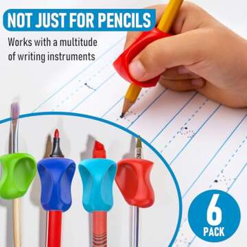 The Pencil Grip Pinch Grip, Ergonomic Writing Aid, Gloss Colored Pencil Grips, 6 Count - TPG-12706