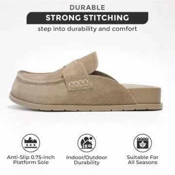 Project Cloud Genuine Suede Womens Clogs - Memory Foam Arch Support Women Shoes, Non Slip Sole Clogs for Women Footwear - Platform Shoes for Women Clogs and Winter Shoes Women (Foamy, TAUPSUEDE, 10)