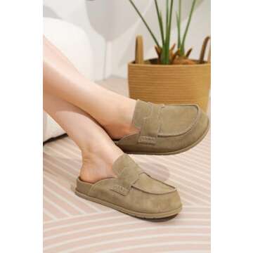 Project Cloud Genuine Suede Womens Clogs - Memory Foam Arch Support Women Shoes, Non Slip Sole Clogs for Women Footwear - Platform Shoes for Women Clogs and Winter Shoes Women (Foamy, TAUPSUEDE, 10)