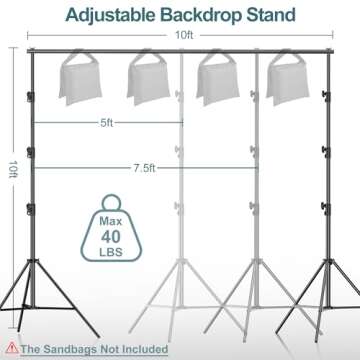 FUDESY Photo Video Studio 10 x 10Ft Heavy Duty Adjustable Backdrop Stand,Background Support System f...