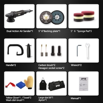 SPTA Dual Action Polisher with Pads for Car Detailing