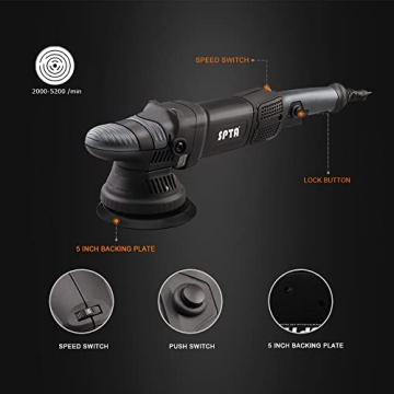SPTA Dual Action Polisher with Pads for Car Detailing