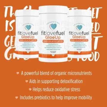 NuEthix Formulations fitlovefuel GloeUp All-in-One Dietary Supplement Powder, Vegetarian, Gluten Free, Non-GMO, Chocolate Latte, 30 Servings