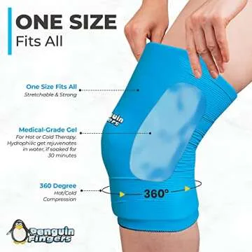 Knee Ice Pack for Injuries Reusable Soft Hot and Cold Gel Wrap for Pain Relief, Legs, Shins, and Arms, Compression to Help Reduce Inflammation, Non-Toxic, Latex Free, Natural Pain Relief Blue