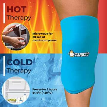 Knee Ice Pack for Injuries Reusable Soft Hot and Cold Gel Wrap for Pain Relief, Legs, Shins, and Arms, Compression to Help Reduce Inflammation, Non-Toxic, Latex Free, Natural Pain Relief Blue