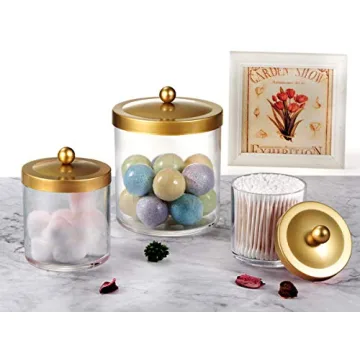 Stylish Apothecary Jars Set with Gold Lids | Sheechung