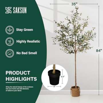 Realistic 7FT Olive Tree Faux Indoor Decoration