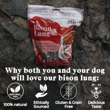OTIS Bison Lung Filets for Dogs | Protein Packed, Pasture-Raised, Grass-Fed Bison Dog Treats Healthy Dog Treats - Wild Things | 4 Ounce Bag