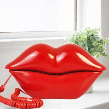 TelPal Red Mouth Telephone Wired Novelty Sexy Lip Phone Gift Cartoon Shaped Real Corded Landline Hom...