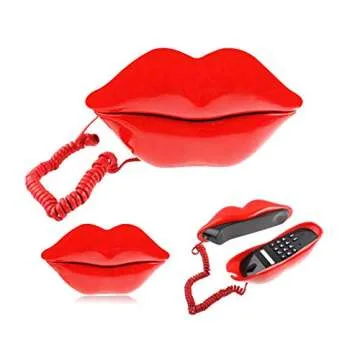 TelPal Red Mouth Telephone Wired Novelty Sexy Lip Phone Gift Cartoon Shaped Real Corded Landline Home Office Phones Furniture Decor