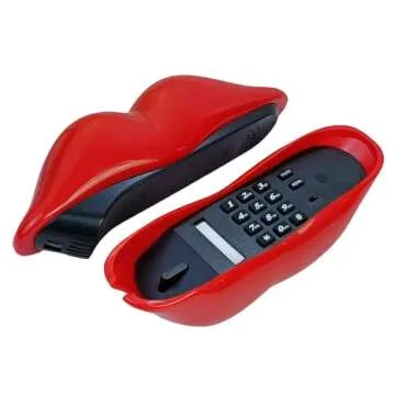 TelPal Red Mouth Telephone Wired Novelty Sexy Lip Phone Gift Cartoon Shaped Real Corded Landline Home Office Phones Furniture Decor