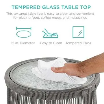 Best Choice Products Outdoor Rope Woven Sectional Patio Furniture L-Shaped Conversation Sofa Set for Backyard, Porch w/Thick Cushions, Detachable Lounger, Side Table - Gray/Navy