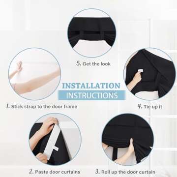 RYB HOME 2 Panels Blackout Curtains Doors - Thermal Insulated Light Block Privacy French Door Sideli...