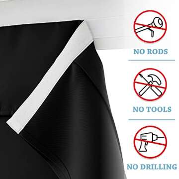 RYB HOME 2 Panels Blackout Curtains Doors - Thermal Insulated Light Block Privacy French Door Sidelight Double Door Curtain Tricia Window Shades, 26 x 69 inch, 1 Pair, Black