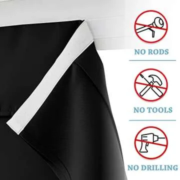 RYB HOME 2 Panels Blackout Curtains Doors - Thermal Insulated Light Block Privacy French Door Sidelight Double Door Curtain Tricia Window Shades, 26 x 69 inch, 1 Pair, Black