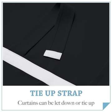 RYB HOME 2 Panels Blackout Curtains Doors - Thermal Insulated Light Block Privacy French Door Sidelight Double Door Curtain Tricia Window Shades, 26 x 69 inch, 1 Pair, Black