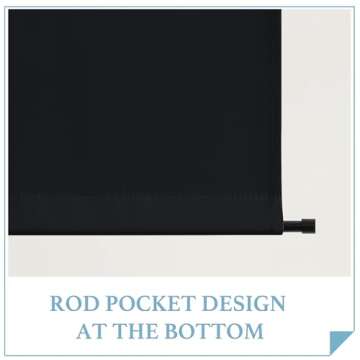 RYB HOME 2 Panels Blackout Curtains Doors - Thermal Insulated Light Block Privacy French Door Sidelight Double Door Curtain Tricia Window Shades, 26 x 69 inch, 1 Pair, Black