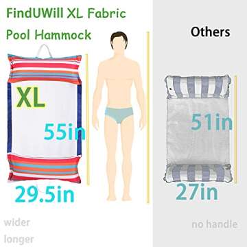 FindUWill Pool Hammock Floats, XL, 2Pack Inflatable Water Floaties 4-in-1 (Saddle, Lounge Chair, Drifter), Lounger for Adults