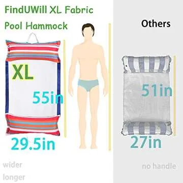 FindUWill Pool Hammock Floats, XL, 2Pack Inflatable Water Floaties 4-in-1 (Saddle, Lounge Chair, Drifter), Lounger for Adults