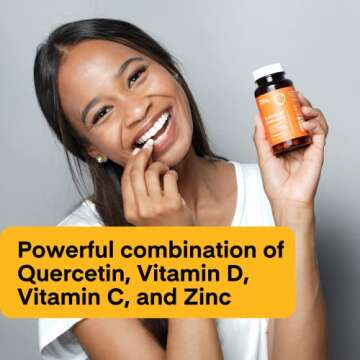 A Dose of Immunity Quercetin with Vitamin C and Zinc, Vitamin D, 500mg Quercetin Bromelain with Echi...