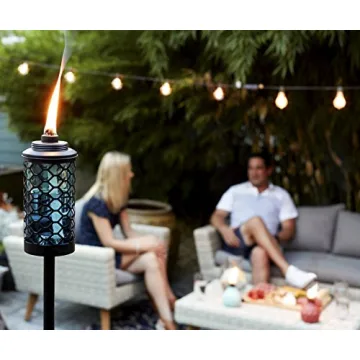 TIKI Glass Honeycomb Torch 65" - Elegant Outdoor Lighting