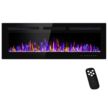 BETELNUT 50" Electric Fireplace Remote Control Adjustable Flame