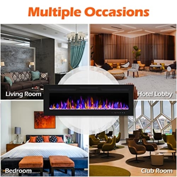 BETELNUT 50" Electric Fireplace Remote Control Adjustable Flame