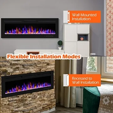 BETELNUT 50" Electric Fireplace Remote Control Adjustable Flame
