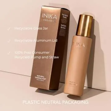 INIKA Organic Natural Tanning Mist. Streak-free golden tan without toxic chemicals. Natural, Vegan and Cruelty-Free Formula.