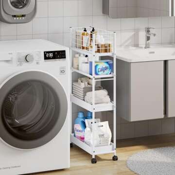 KINGRACK Slim Storage Cart - 4-Tier Rolling Utility Solution