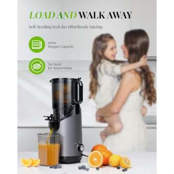 Self Feeding GDOR Cold Press Juicer with 5.3” Feed Chute, Tritan Material, Powerful 150NM Motor Slow Juicer Machines, Heavy Duty, Masticating Juice Extractor Fits Whole Fruits & Veggies, Easy to Clean