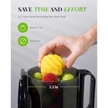 Self Feeding GDOR Cold Press Juicer with 5.3” Feed Chute, Tritan Material, Powerful 150NM Motor Slow Juicer Machines, Heavy Duty, Masticating Juice Extractor Fits Whole Fruits & Veggies, Easy to Clean