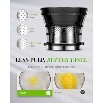 Self Feeding GDOR Cold Press Juicer with 5.3” Feed Chute, Tritan Material, Powerful 150NM Motor Slow Juicer Machines, Heavy Duty, Masticating Juice Extractor Fits Whole Fruits & Veggies, Easy to Clean
