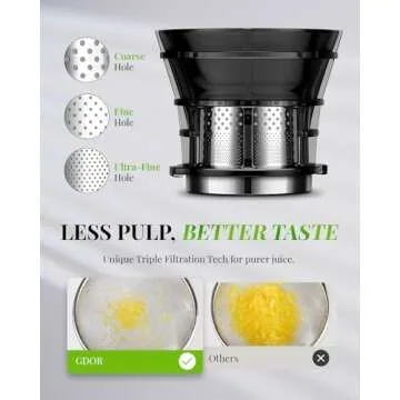 Self Feeding GDOR Cold Press Juicer with 5.3” Feed Chute, Tritan Material, Powerful 150NM Motor Slow Juicer Machines, Heavy Duty, Masticating Juice Extractor Fits Whole Fruits & Veggies, Easy to Clean