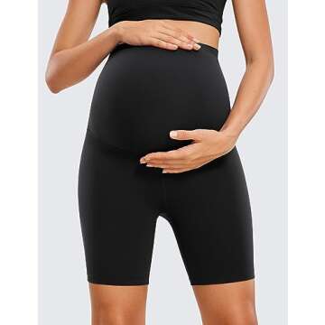 CRZ YOGA Womens Butterluxe Maternity Biker Shorts Over The Belly 6" - Pregnancy Yoga Workout Activew...