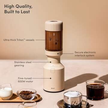 The Beast Mini Blender | Mini Countertop Kitchen Blender | Blend Smoothies and Shakes, Dressings, Sauces, Dips | Straw Cap and Straws Included | 600W (Sand)