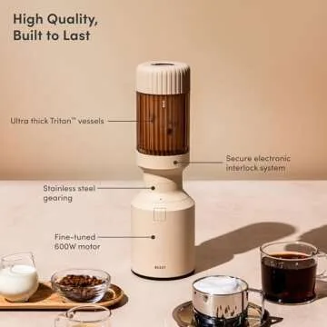 The Beast Mini Blender | Mini Countertop Kitchen Blender | Blend Smoothies and Shakes, Dressings, Sauces, Dips | Straw Cap and Straws Included | 600W (Sand)