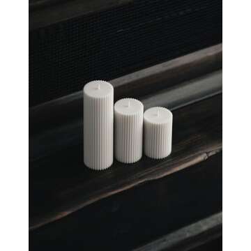 LAWA Ribbed Pillar Candle - Elegant Soy Wax Decor