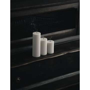 LAWA Ribbed Pillar Candle - Elegant Soy Wax Decor