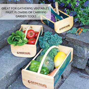 Gardener's Supply Company Large Garden Harvest Basket | Versatile Gardening & Vegetable Gathering Hod | Natural Smooth Pine - Maple Frame and Coated Mesh | 9"L x 11"W x 11"H