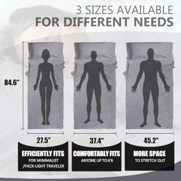 Frelaxy Ultralight Sleeping Bag Liner - Lighter & Compact, 3 Sizes Travel Sheets & Adult Sleep Sack, Comfy Breathable & Silky Soft for Backpacking, Hotel, Camping, Hostels (Gray, 27.5in x 84.6")