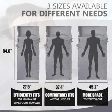 Frelaxy Ultralight Sleeping Bag Liner - Lighter & Compact, 3 Sizes Travel Sheets & Adult Sleep Sack, Comfy Breathable & Silky Soft for Backpacking, Hotel, Camping, Hostels (Gray, 27.5in x 84.6")