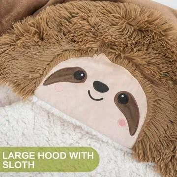 Cozy Sloth Wearable Hooded Blanket for Adults