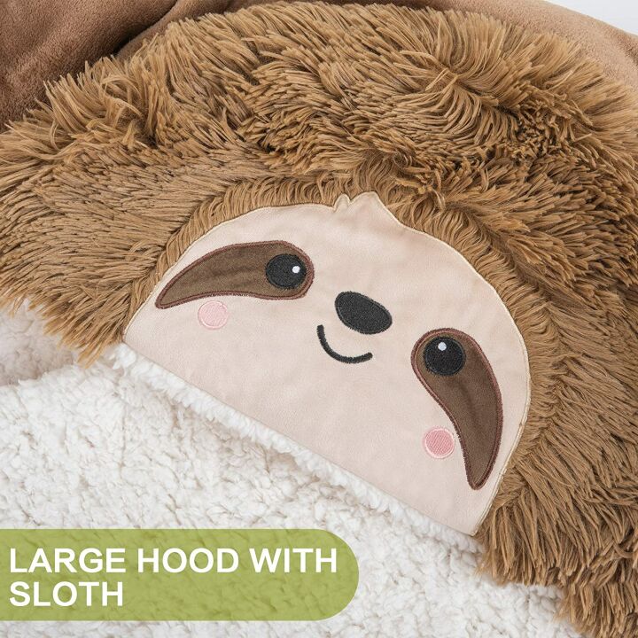 Cozy Sloth Wearable Hooded Blanket for Adults