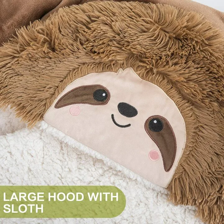 Cozy Sloth Wearable Hooded Blanket for Adults